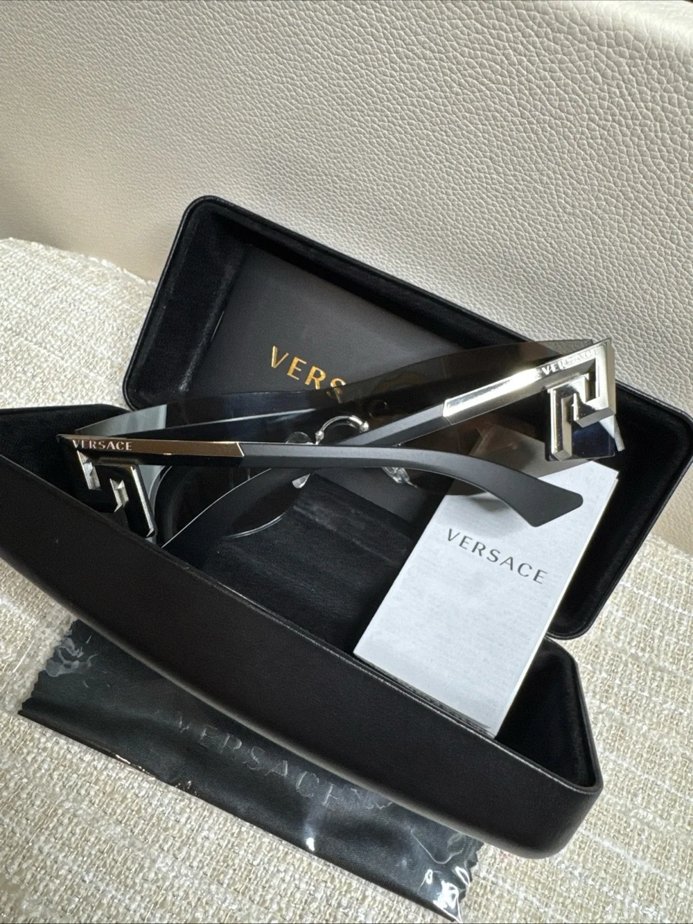 Versace Silver Shield Sunglasses with Mirrored Lens